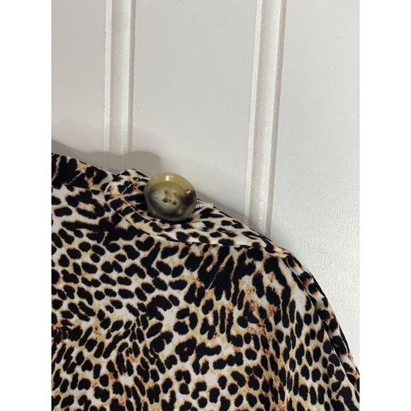 Worthington Womens Leopard Print Button-Front XL - Picture 6 of 14